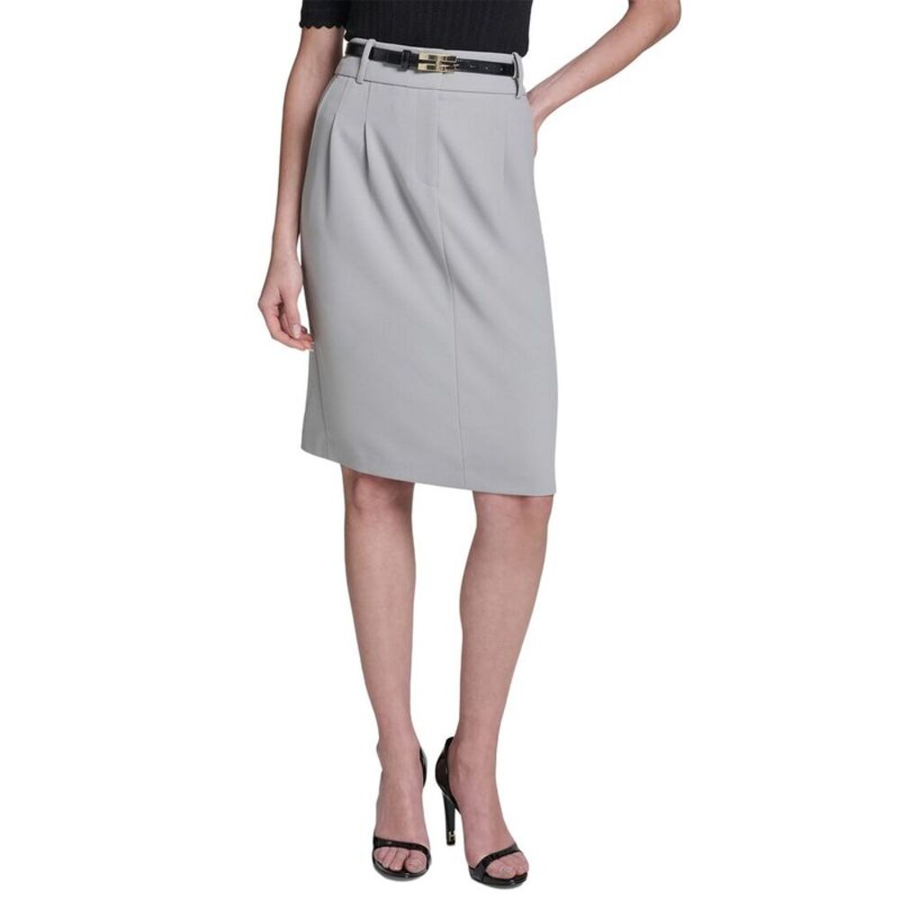 Halston Womens Belted Pencil Skirt